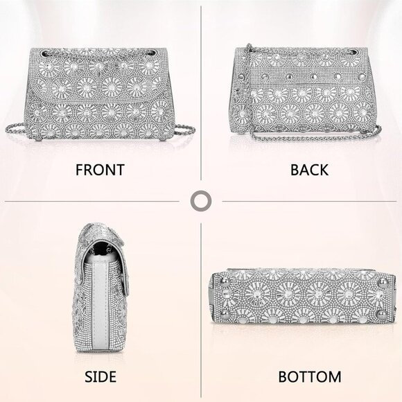 Lightweight and Stylish Rhinestone Clutch with Chain - Perfect for Any Occasion - Picture 2 of 6